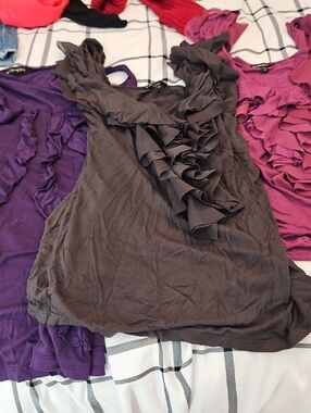 Express Ruffle Front Camisole - Dark Gray.very Cute With Ruffles On Neck Too.